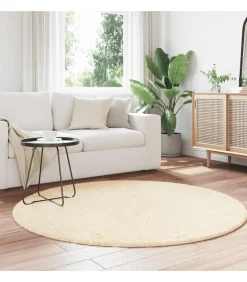 Hoogpolig vloerkleed NAVARRA 160x160 cm polyester crèmekleurig