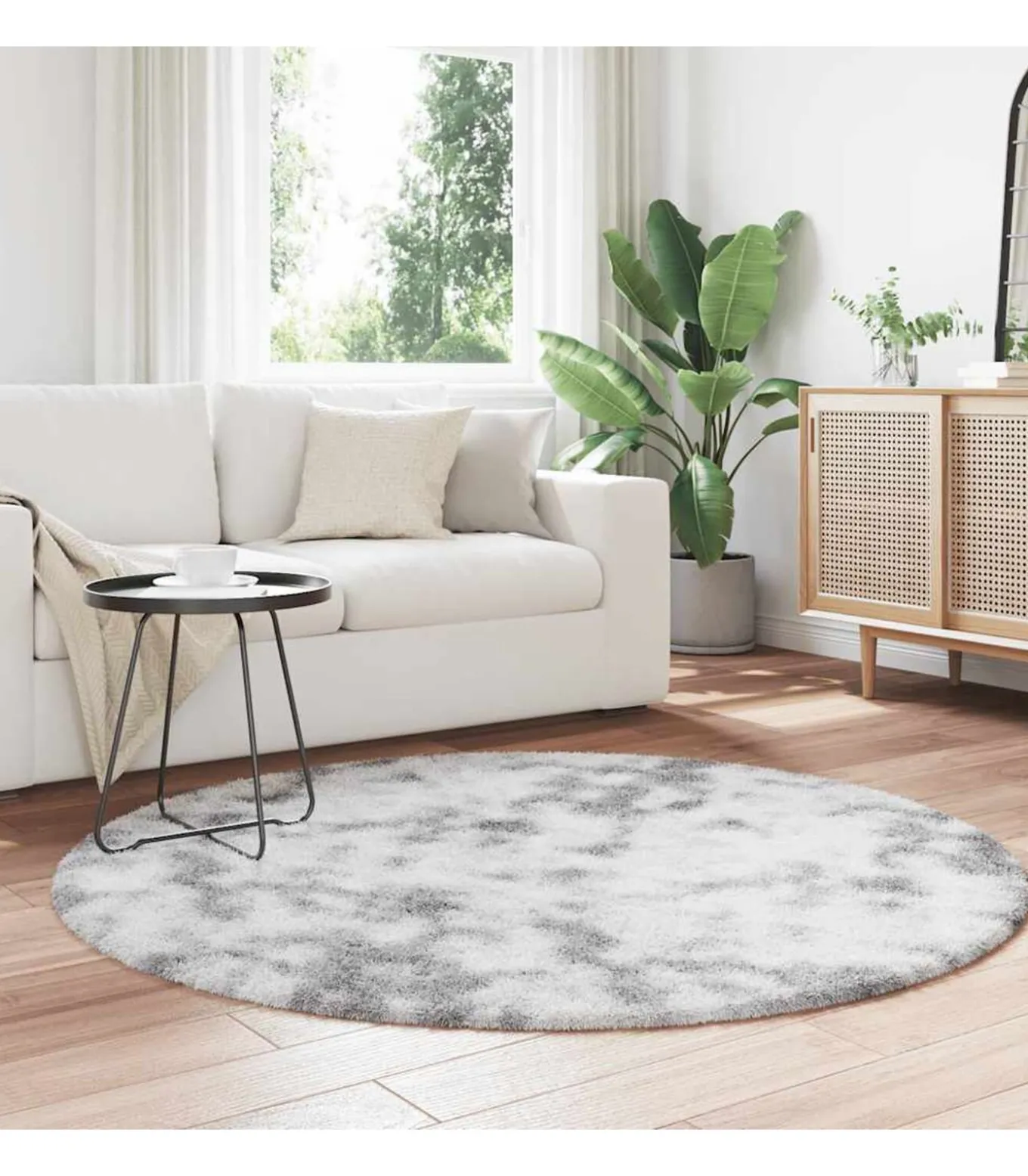 Hoogpolig vloerkleed NAVARRA 160x160 cm polyester zilvergrijs