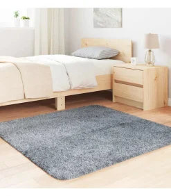 Hoogpolig vloerkleed NAVARRA 120x120 cm polyester lichtgrijs