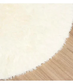 Hoogpolig vloerkleed NAVARRA 100x100 cm polyester crèmekleurig