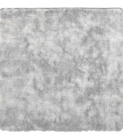 Hoogpolig vloerkleed NAVARRA 160x160 cm polyester zilvergrijs