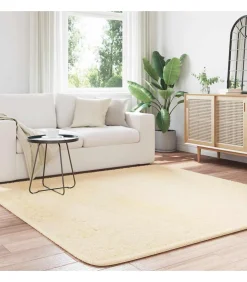 Hoogpolig vloerkleed NAVARRA 200x200 cm polyester crèmekleurig