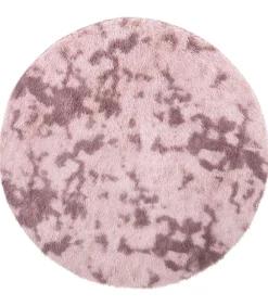 Hoogpolig vloerkleed NAVARRA 120x120 cm polyester stoffig roze