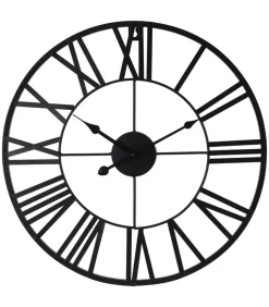 H&S Collection Wandklok Romeinse cijfers zwart