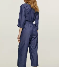 Indigo katoenen jumpsuit