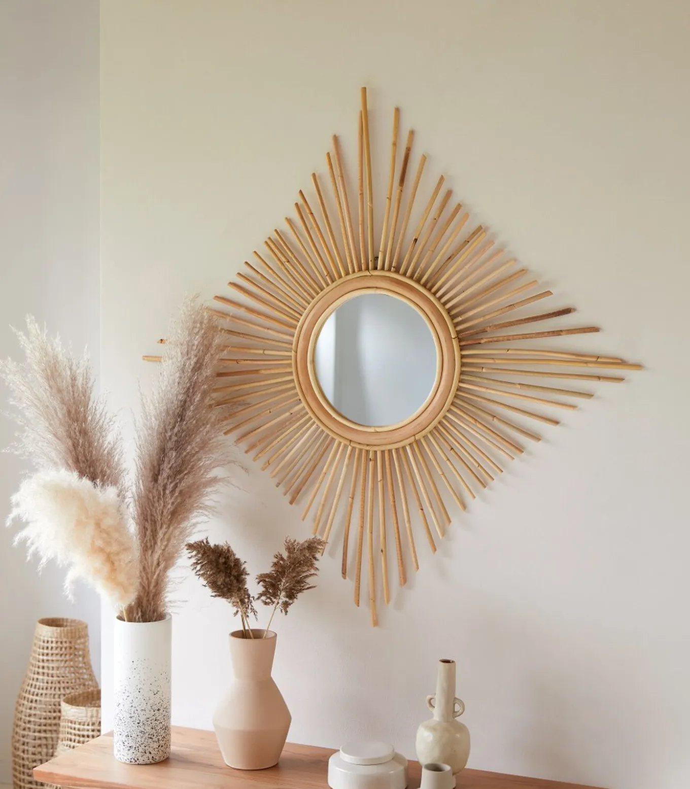 Isidore - Spiegel van natuurlijk rotan 80 cm