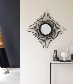 Isidore - Zwarte rotan spiegel 80 cm