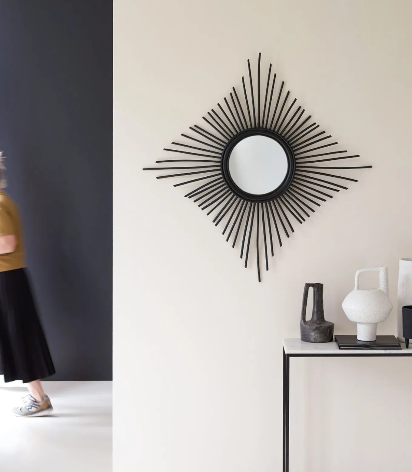 Isidore - Zwarte rotan spiegel 80 cm