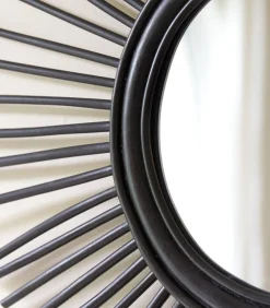 Isidore - Zwarte rotan spiegel 80 cm