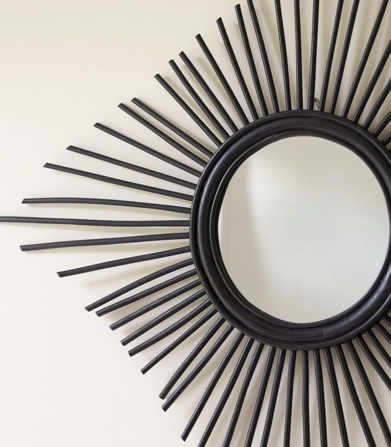 Isidore - Zwarte rotan spiegel 80 cm