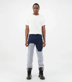 Jacquard tweekleurige denimbroek