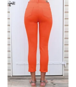 JAZZ - PIKANT ORANJE STRETCH KATOEN 7/8 JEANS
