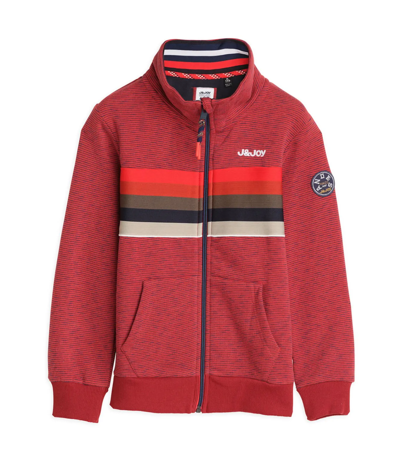 Jongenssweater met veelkleurige streep en rits