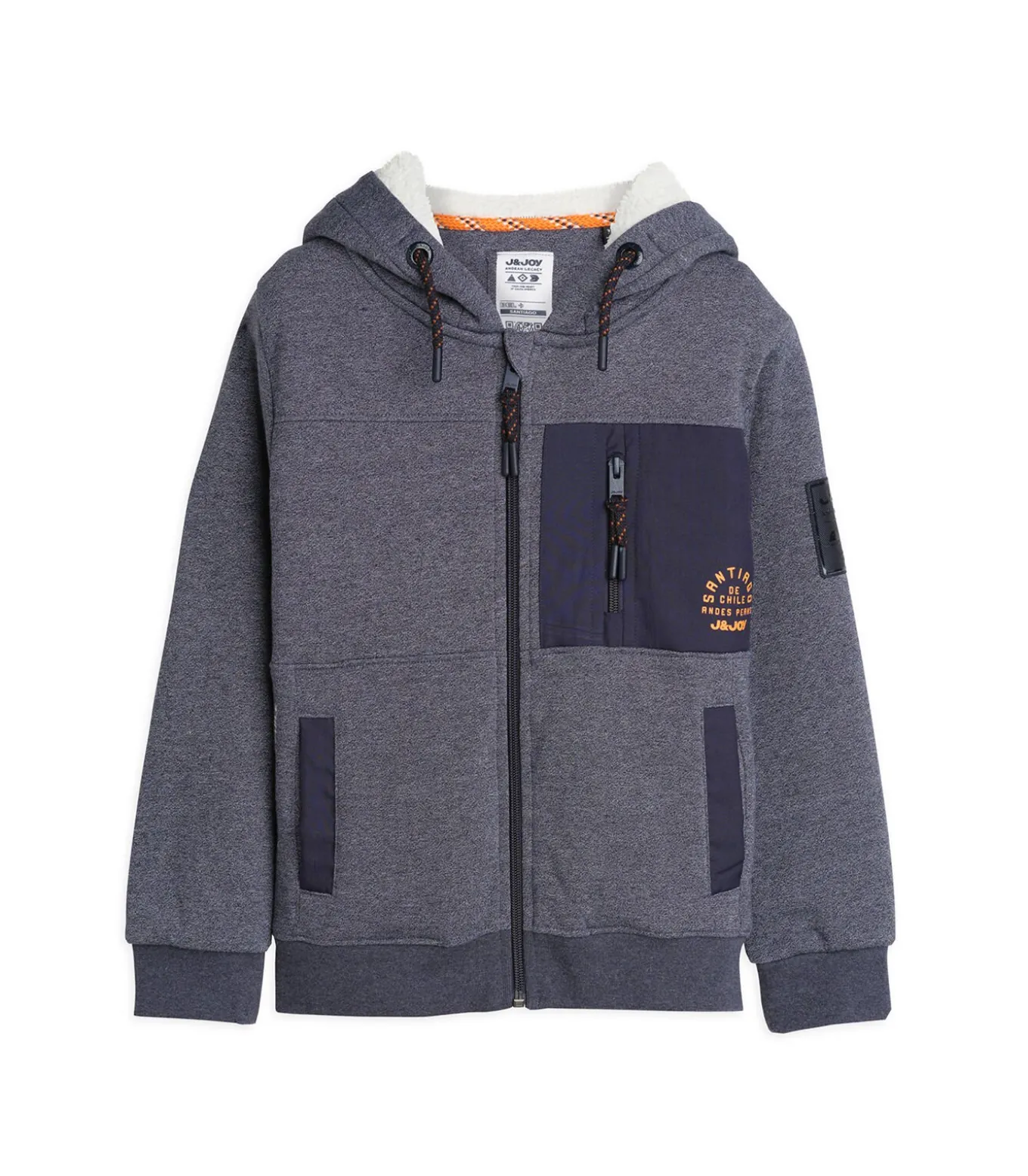 Jongenstrui met capuchon en Santiago-logo op het hart