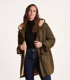 Kaki parka halflange capuchon