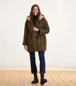 Kaki parka halflange capuchon
