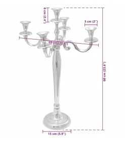 Kandelaar Zilver 39 x 39 x 60 cm Aluminium