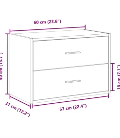 Kast met 2 lades 60x31x40 cm bewerkt hout gerookt eikenkleurig