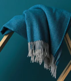 KATMANDOU bleu paon - Plaid Merino