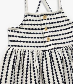 Katoenen Babyjurk A-lijn Knoopdetail Kruisbandjes