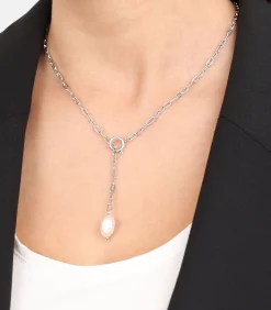 Ketten mit Anhänger voor dames, roestvrij staal, gekweekte zoetwaterparel