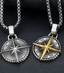 Ketting met Kompas Hanger - Staal