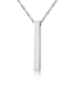Ketting met Long Bar Hanger - Zilver Kleurig - Staal