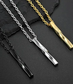 Ketting met Twisted Long Bar Hanger - Zilver Kleurig