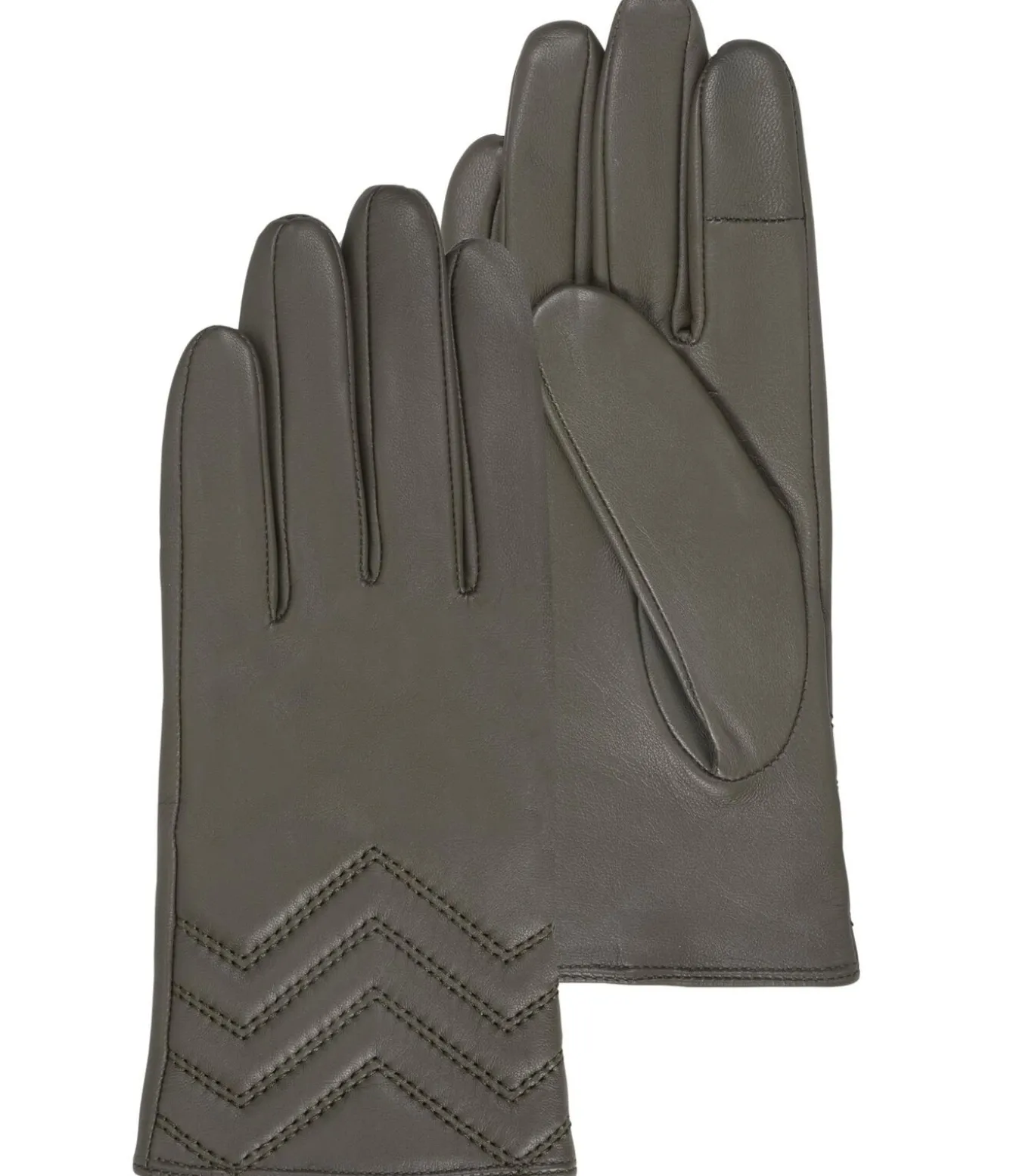 Khaki lamsleren dameshandschoenen met doorstiksels