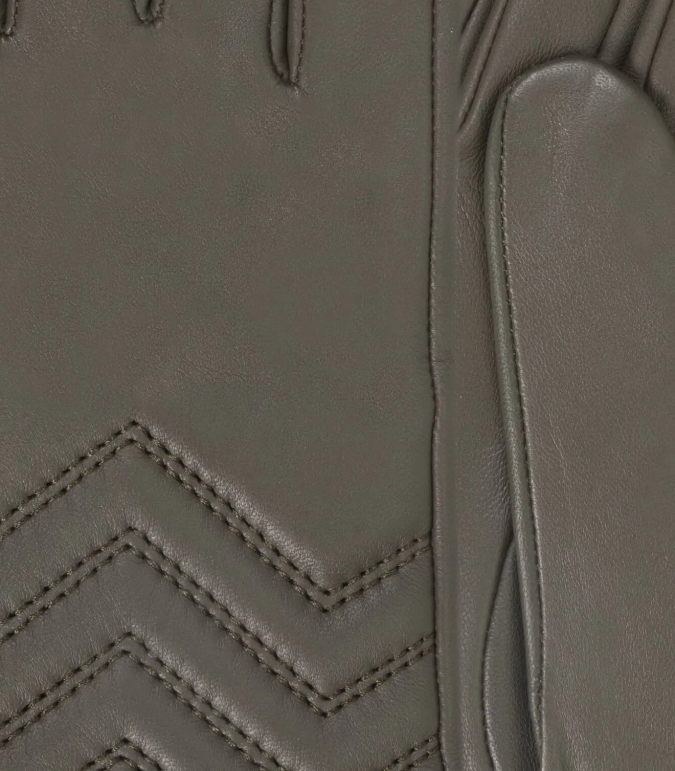 Khaki lamsleren dameshandschoenen met doorstiksels