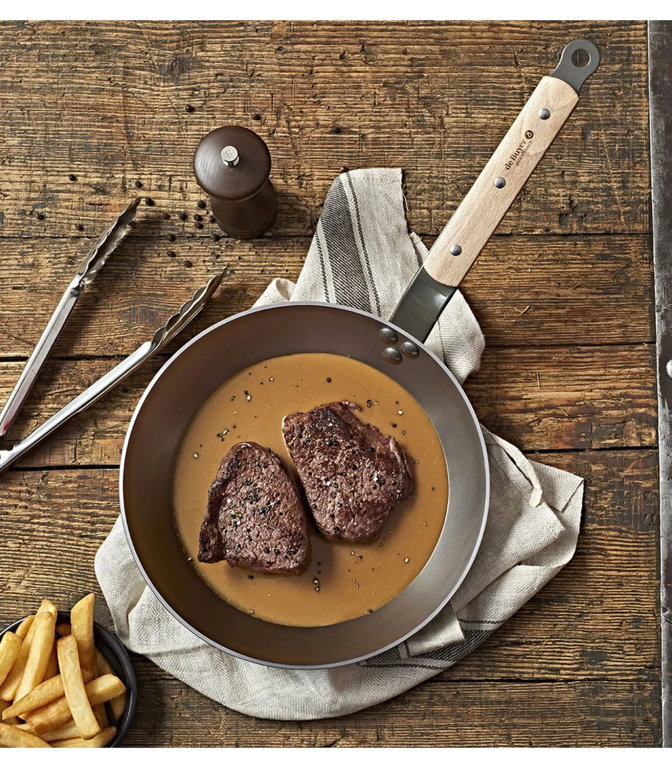 Koekenpan Mineral B Hout - ø 24 cm - zonder anti-aanbaklaag