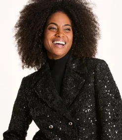 Kort zwart paillettenjasje