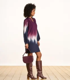 Korte bicolor jurk met tie & dye print