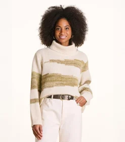 Korte bicolor trui met coltrui en patroon