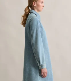 Korte denim jurk uitlopend