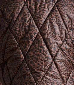 Korte donsjas met luipaardprint en afneembare mouwen