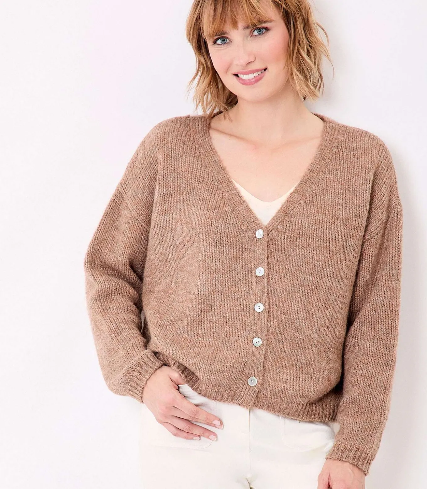 Korte effen gebreide vest APPACHE