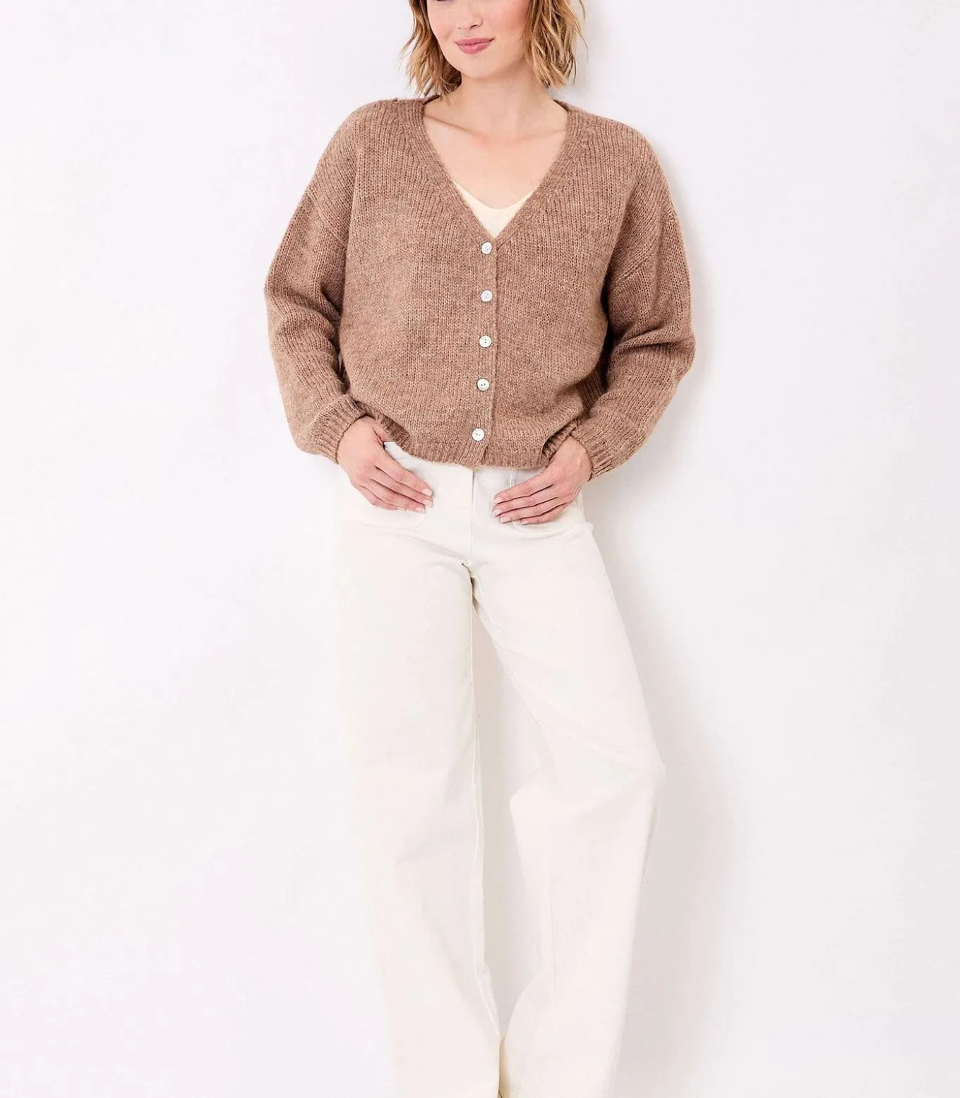 Korte effen gebreide vest APPACHE