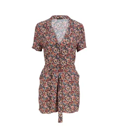 Korte Jumpsuit met korte mouwen en sjaalkraag