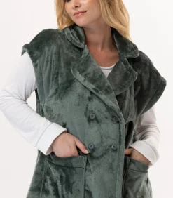 Korte mouwen jasje met knopen van pluche flanel ESSENTIEL H76A