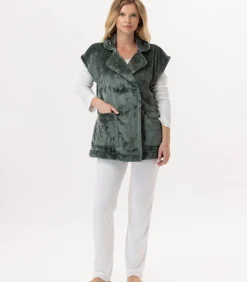 Korte mouwen jasje met knopen van pluche flanel ESSENTIEL H76A