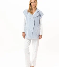 Korte mouwen jasje met knopen van pluche flanel ESSENTIEL H76A