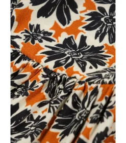 Korte wijd uitlopende jurk met bloemenpatronen