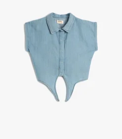Koton GIRLS Crop Jean Shirt Tie-Front Detail Short Sleeve Cotton