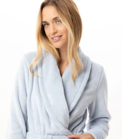 Kruislingse badjas van flanellen pluche ESSENTIEL H61B