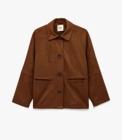 Kunstsuède Jas Lange Mouwen Knoopsluiting