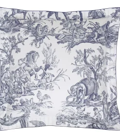 Kussensloop | 4 Continents - Blanc/Bleu