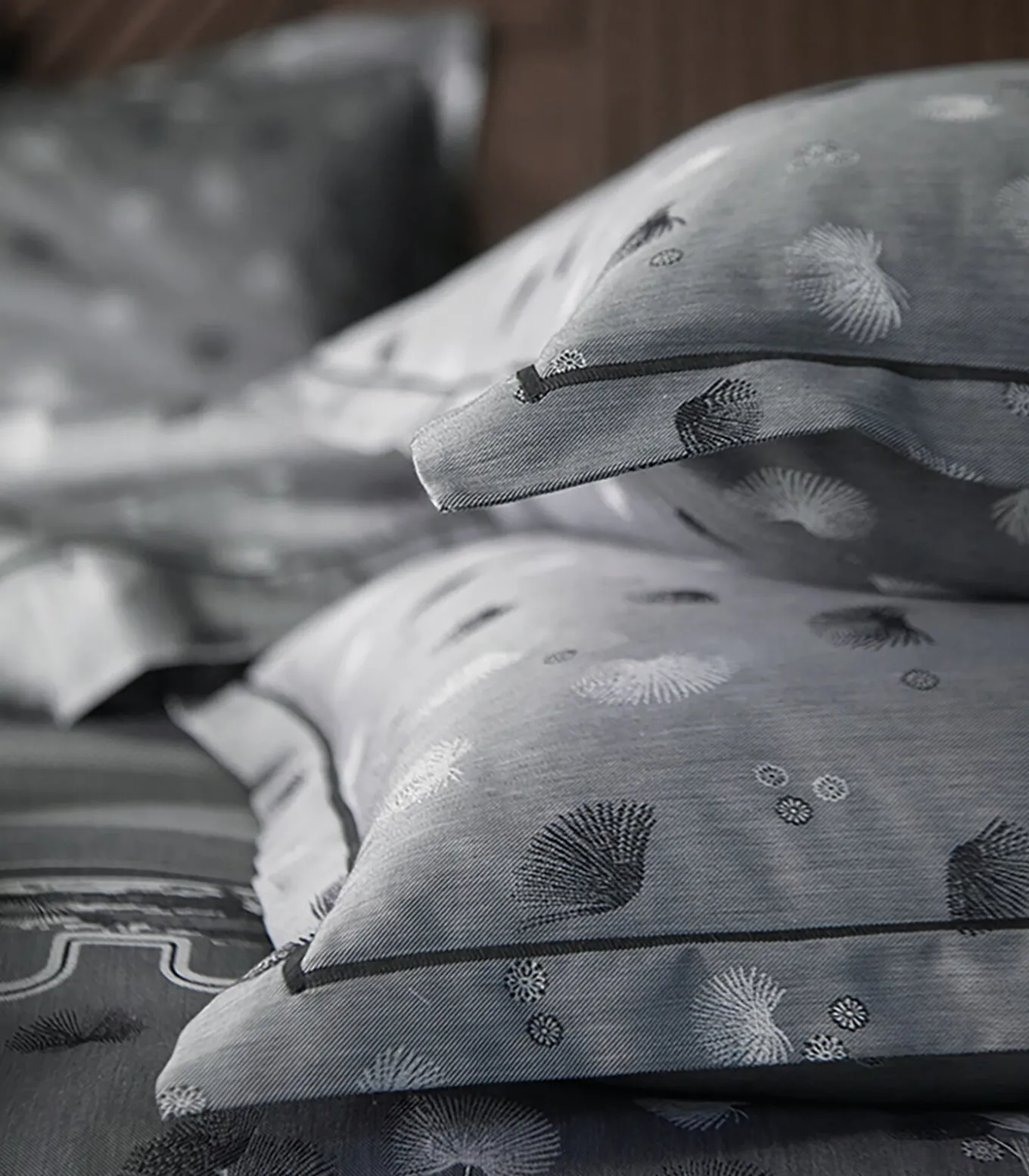 KYOTO Graphite - Kussensloop Jacquard katoen