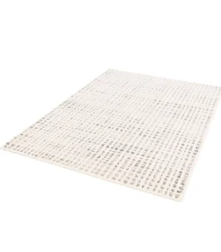 Laagpolig vloerkleed met ecru vierkant patroon 120 x 170 cm