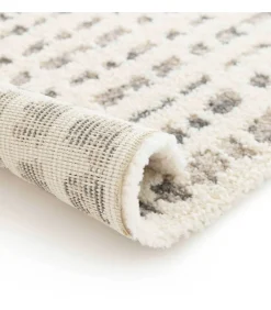 Laagpolig vloerkleed met ecru vierkant patroon 120 x 170 cm